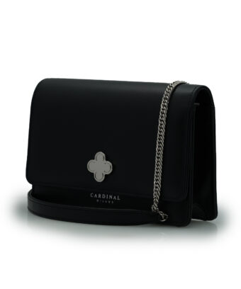 Alternative view of Time 21 Black plain leather bag silver accessories MTO