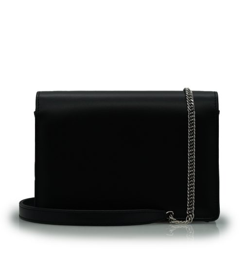 ⁦Time 21 Black plain leather bag silver accessories MTO⁩ - الصورة ⁦3⁩