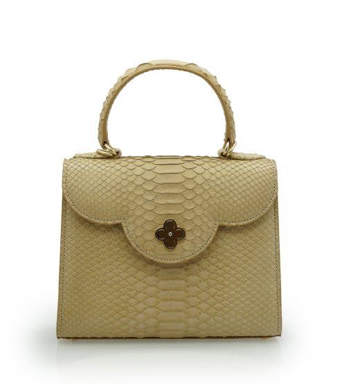 First Lady Beige Python leather handbag MTO
