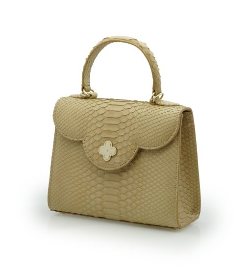 ⁦First Lady Beige Python leather handbag MTO⁩ - الصورة ⁦2⁩