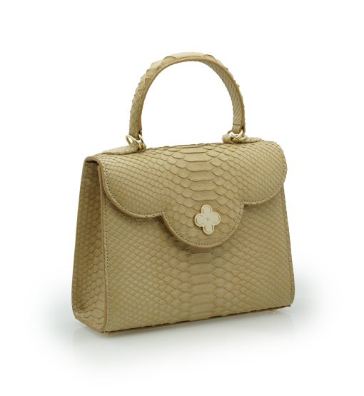 ⁦First Lady Beige Python leather handbag MTO⁩ - الصورة ⁦3⁩