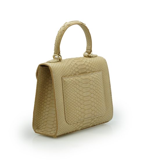 ⁦First Lady Beige Python leather handbag MTO⁩ - الصورة ⁦4⁩