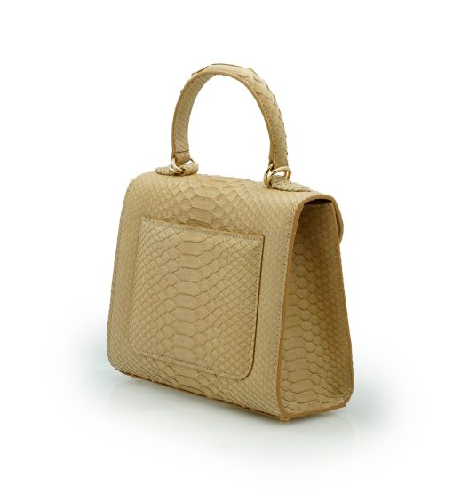 ⁦First Lady Beige Python leather handbag MTO⁩ - الصورة ⁦5⁩
