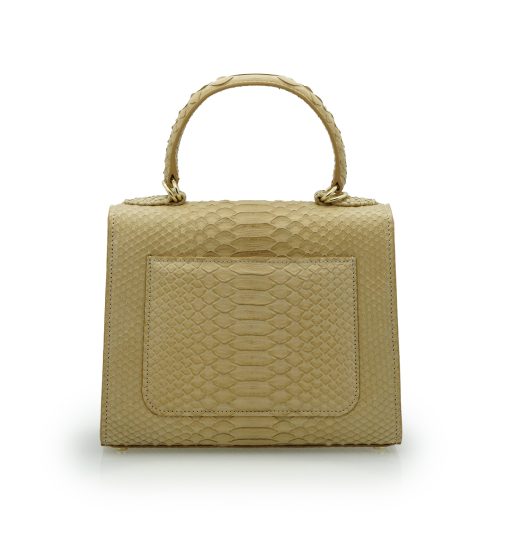 ⁦First Lady Beige Python leather handbag MTO⁩ - الصورة ⁦6⁩