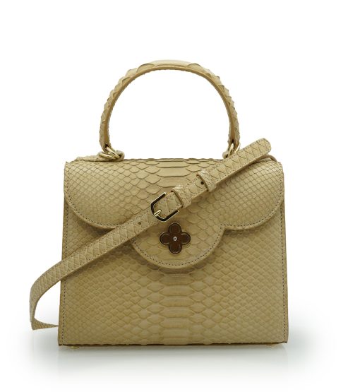 ⁦First Lady Beige Python leather handbag MTO⁩ - الصورة ⁦7⁩
