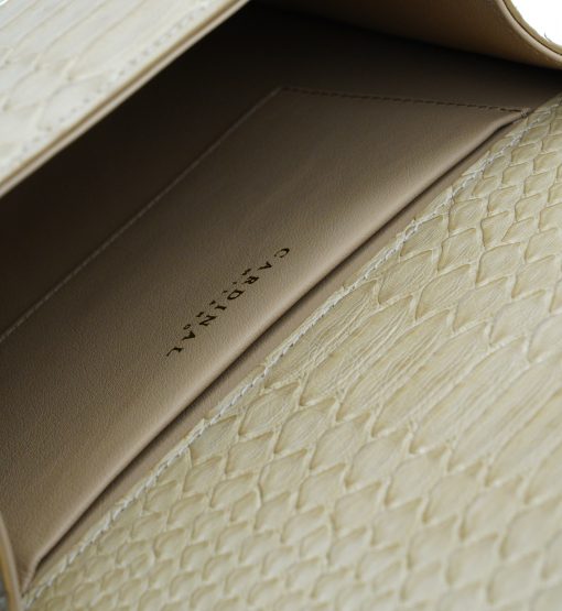 ⁦First Lady Beige Python leather handbag MTO⁩ - الصورة ⁦9⁩