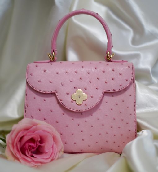 ⁦First Lady Pink ostrich leather handbag⁩ - الصورة ⁦10⁩