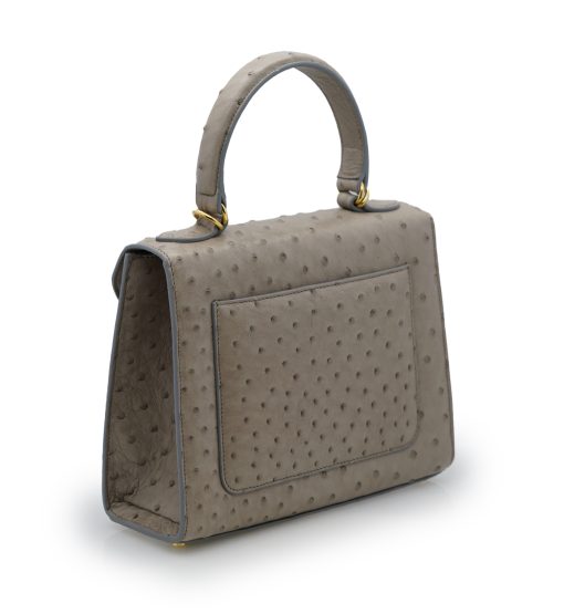 ⁦First Lady Taupe ostrich leather handbag⁩ - الصورة ⁦4⁩
