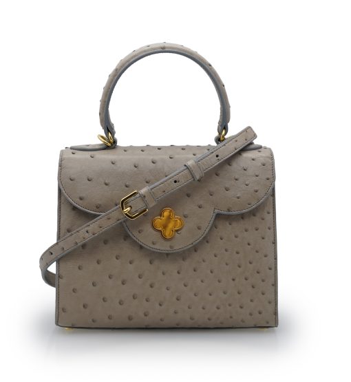 ⁦First Lady Taupe ostrich leather handbag⁩ - الصورة ⁦6⁩