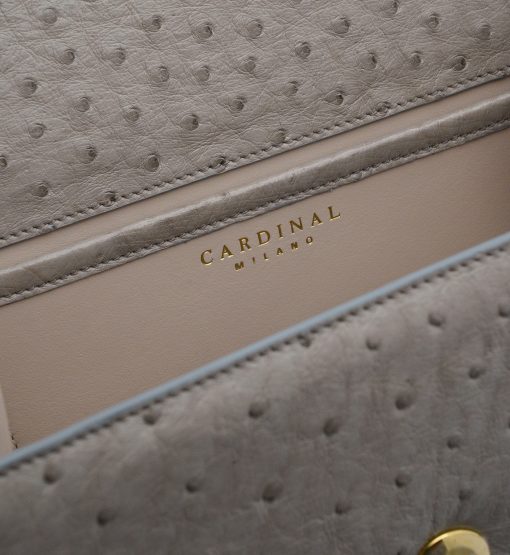 ⁦First Lady Taupe ostrich leather handbag⁩ - الصورة ⁦7⁩