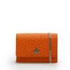 Time 21 Orange Ostrich leather chain bag 01