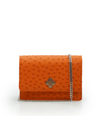Time 21 Orange Ostrich leather chain bag