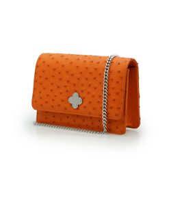 Time 21 Orange Ostrich leather chain bag 02