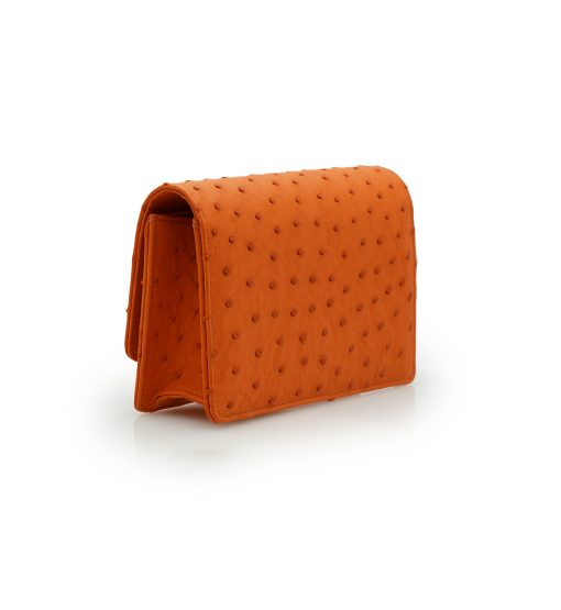⁦Time 21 Orange Ostrich leather chain bag⁩ - الصورة ⁦3⁩