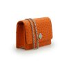 Time 21 Orange Ostrich leather chain bag 05