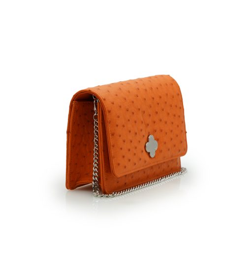⁦Time 21 Orange Ostrich leather chain bag⁩ - الصورة ⁦6⁩