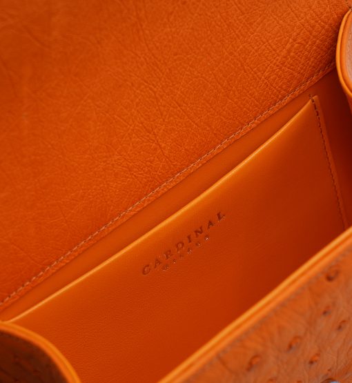 ⁦Time 21 Orange Ostrich leather chain bag⁩ - الصورة ⁦7⁩