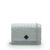 Time 21 Silver Ostrich leather chain bag