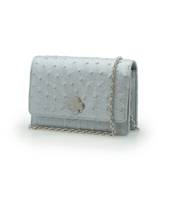 Alternative view of Time 21 Silver Ostrich leather chain bag