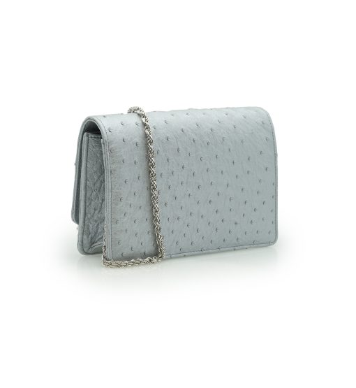 ⁦Time 21 Silver Ostrich leather chain bag⁩ - الصورة ⁦3⁩