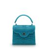 First Lady Micro aquamarine alligator leather bag 01