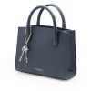 Blue Navy Textured Leather small Tote palladium 04