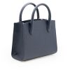 Blue Navy Textured Leather small Tote palladium 05