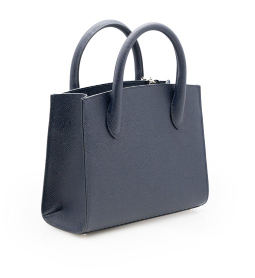 ⁦Blue navy textured leather small tote palladium hardware⁩ - الصورة ⁦4⁩