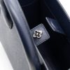 Blue Navy Textured Leather small Tote palladium 06