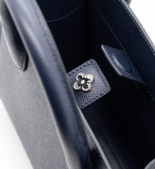 ⁦Blue navy textured leather small tote palladium hardware⁩ - الصورة ⁦6⁩