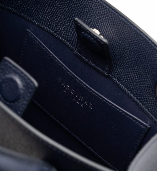 ⁦Blue navy textured leather small tote palladium hardware⁩ - الصورة ⁦8⁩