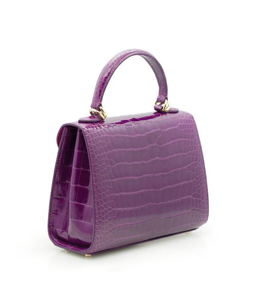 ⁦First Lady Purple Alligator leather  handbag MTO⁩ - الصورة ⁦4⁩