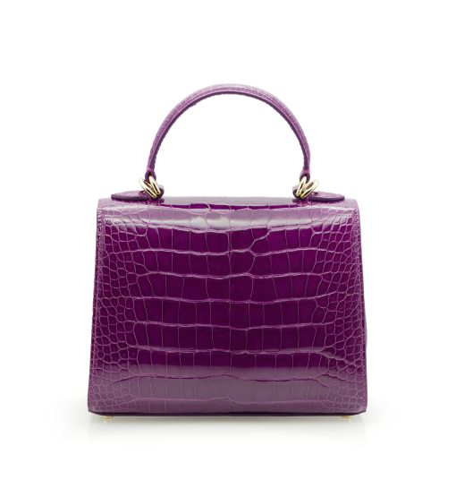 ⁦First Lady Purple Alligator leather  handbag MTO⁩ - الصورة ⁦6⁩