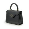 First Lady Black Croc Embossed Leather Bag 01