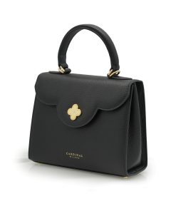 First Lady Black Textured Leather Bag 01