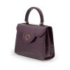 First Lady Burgundy Croc Embossed Leather Bag 01