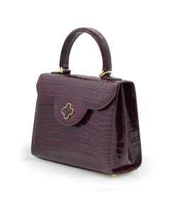 First Lady Burgundy Croc Embossed Leather Bag 01