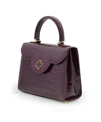 Alternative view of First Lady Burgundy croc embossed  leather handbag