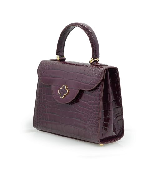 ⁦First Lady Burgundy croc embossed  leather handbag⁩ - الصورة ⁦2⁩