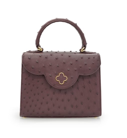 First Lady Burgundy ostrich leather handbag