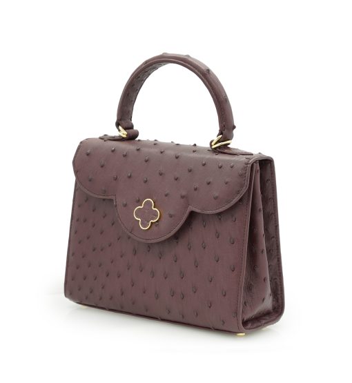 ⁦First Lady Burgundy ostrich leather handbag⁩ - الصورة ⁦2⁩