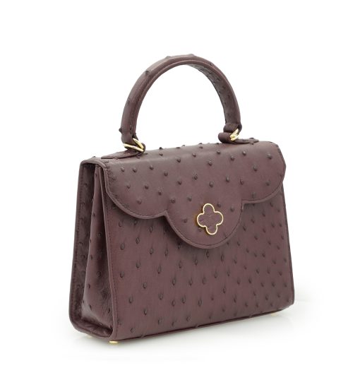 ⁦First Lady Burgundy ostrich leather handbag⁩ - الصورة ⁦3⁩