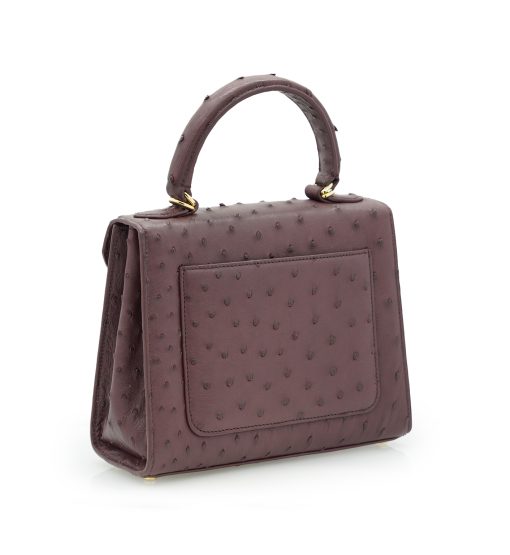 ⁦First Lady Burgundy ostrich leather handbag⁩ - الصورة ⁦4⁩