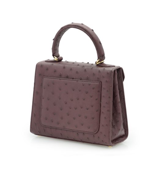 ⁦First Lady Burgundy ostrich leather handbag⁩ - الصورة ⁦5⁩
