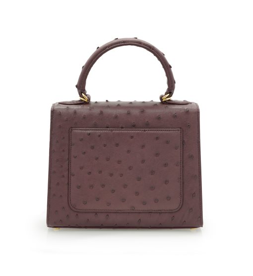 ⁦First Lady Burgundy ostrich leather handbag⁩ - الصورة ⁦6⁩