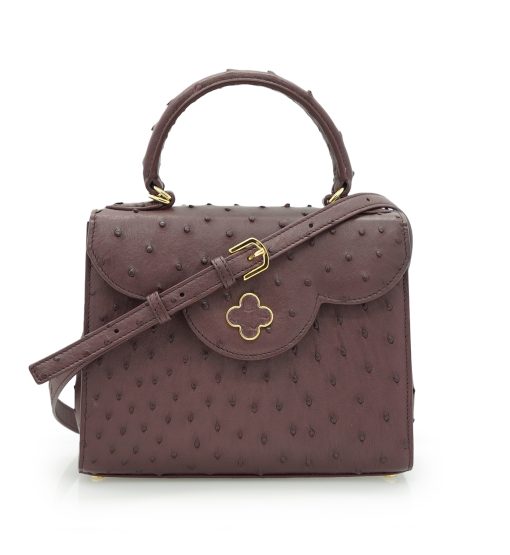 ⁦First Lady Burgundy ostrich leather handbag⁩ - الصورة ⁦7⁩