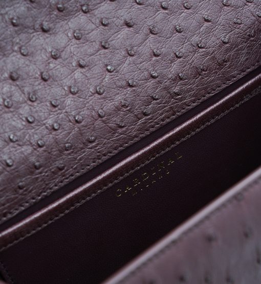 ⁦First Lady Burgundy ostrich leather handbag⁩ - الصورة ⁦8⁩
