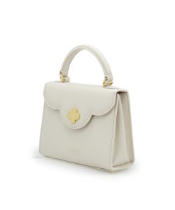 First Lady Small Beige Textured Leather Bag 03