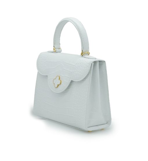 ⁦First Lady White croc embossed  leather handbag⁩ - الصورة ⁦2⁩