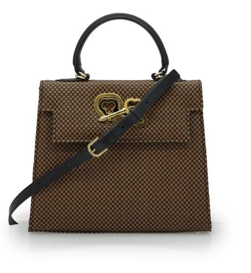 ⁦Lady Cardinal 25 Black Brown leather bag⁩ - الصورة ⁦5⁩